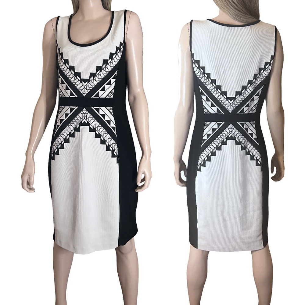 Joseph Ribkoff Dress Graphic Tribal Geometric Tank Sheath Made in Canada - Picture 12 of 16